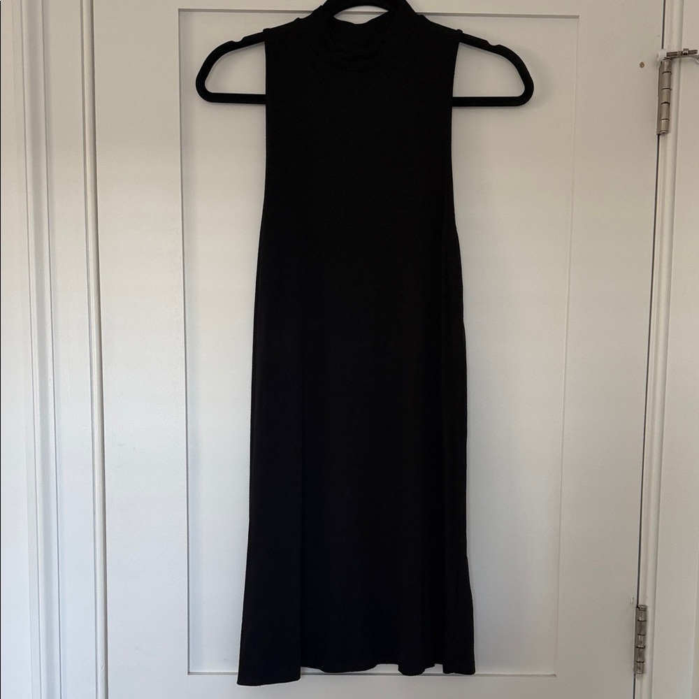 Topshop Black Sleeveless Mock-Neck Mini Dress